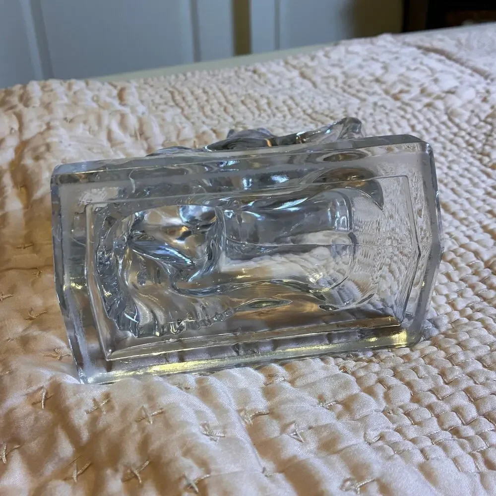 Vintage L.E. Smith Clear Glass Rearing Horse Bookend Figurine 8” Art Deco